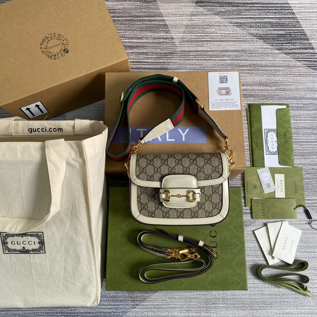 gg Horsebit 1955 gg Mini Bag White For Women, Women’s Bags 8in/21cm gg