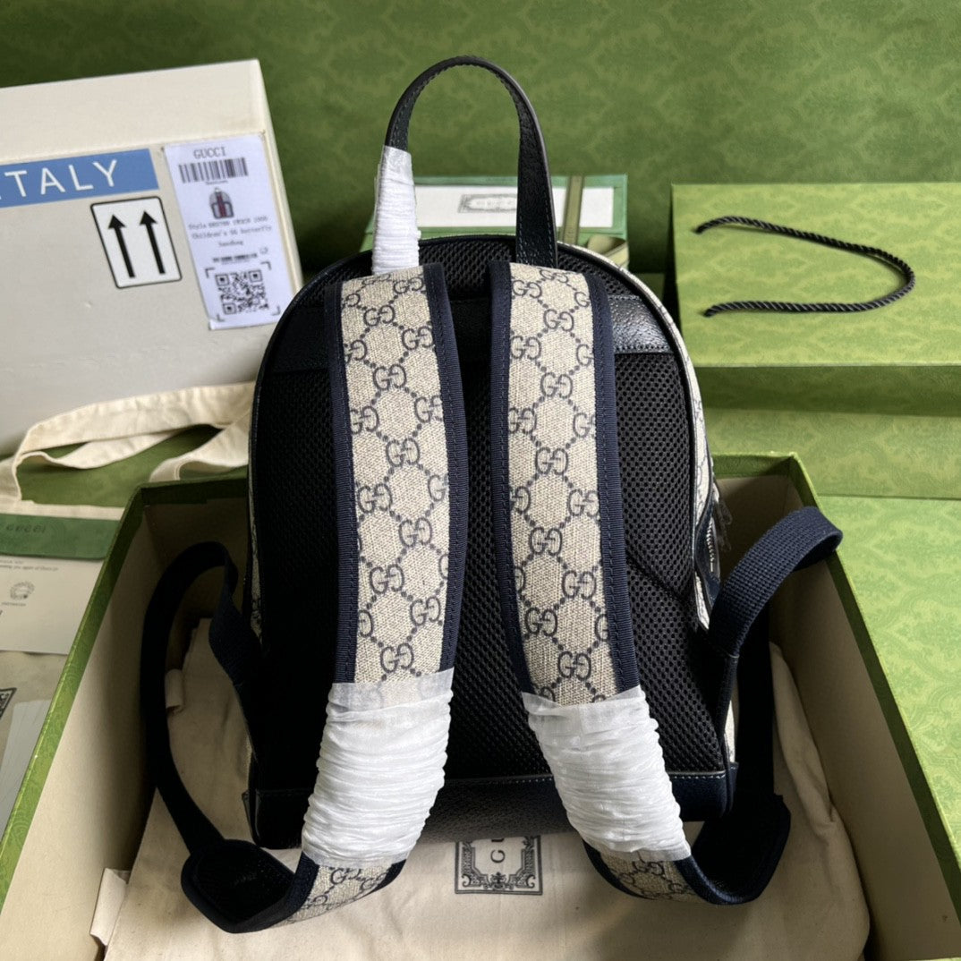 gg Ophidia gg Small Backpack Beige And Blue gg Supreme Canvas For Women 11.5in/29cm Beige