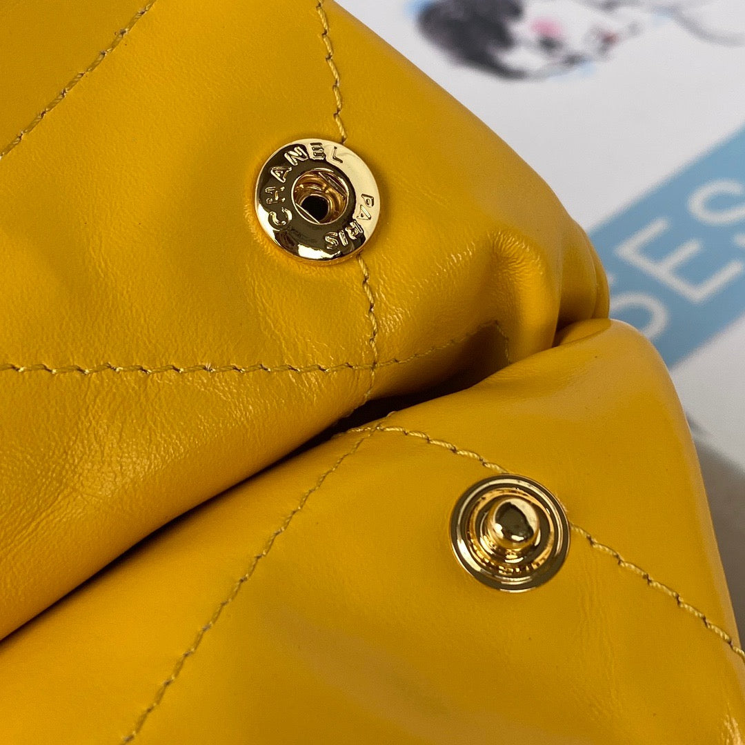 CHL 22 Handbag Gold Hardware Shiny Yellow For Women, Women’s Handbags, Shoulder Bags 16.5in/38cm AS3261