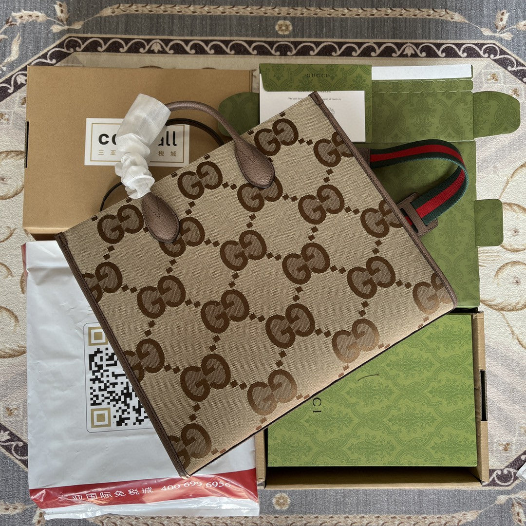 gg Tote Bag With Jumbo Camel And Ebony Jumbo gg Canvas For Women 14.6in/37cm 678839 UKMDG 2570