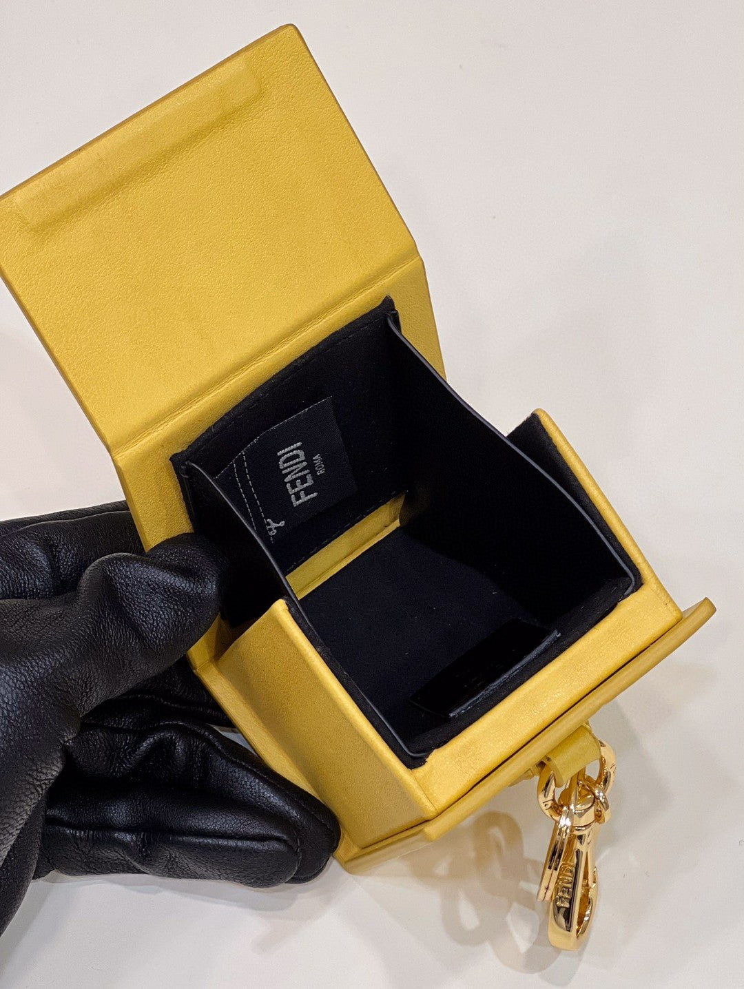 FI Logo Box Keychain Yellow Charm Bag For Woman 8cm/3in