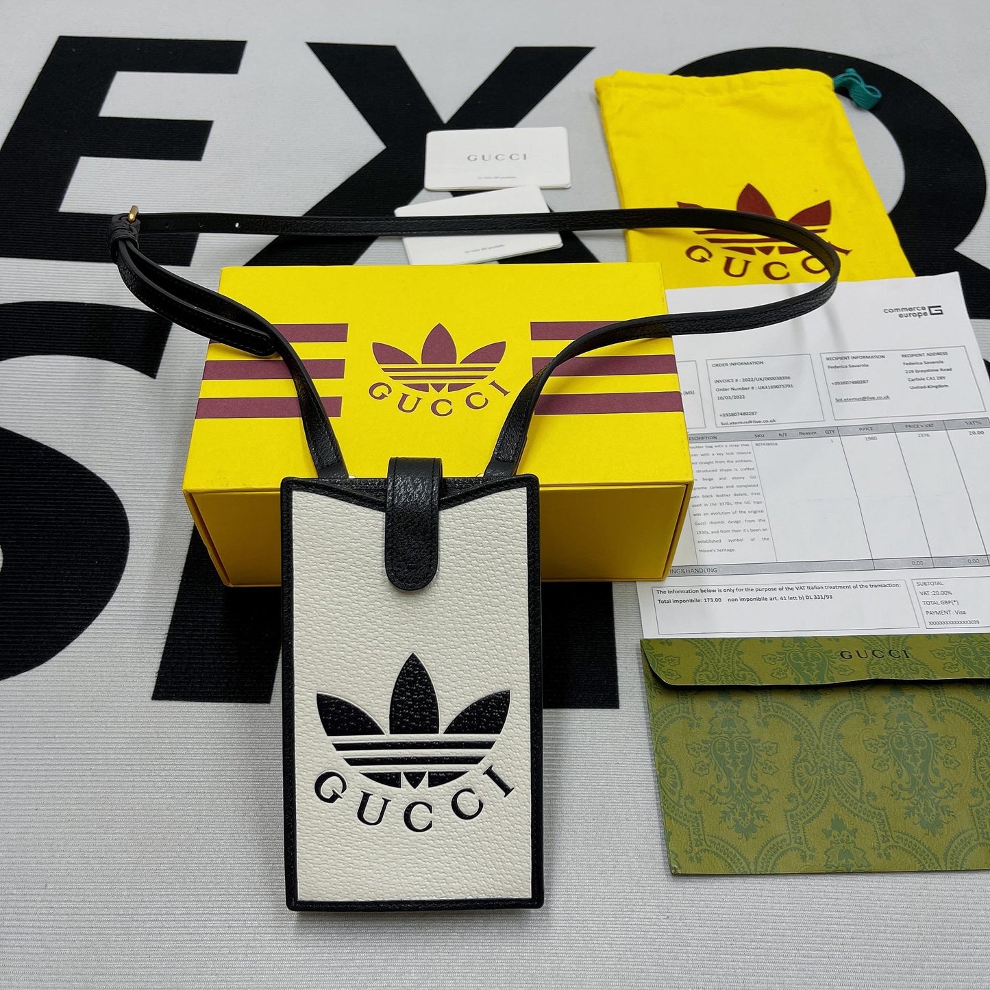 gg x Adidas Phone Case White For Women, Women’s Bags 7.3in/18cm gg