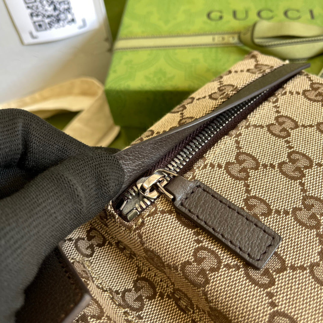 gg Supreme Canvas Two Pocket Waist Belt Bag Beige/Ebony gg Supreme Canvas, With Brown For Men 3in/7.5cm gg 450956 493075