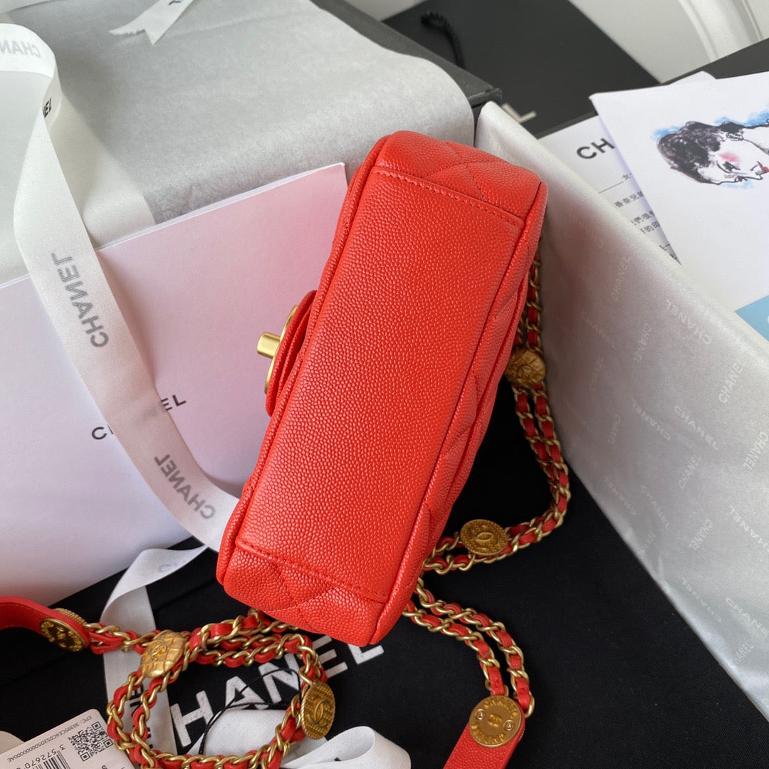 ChanelMini Flap Bag With Top Handle Gold Hardware Red For Women, Women’s Handbags, Shoulder Bags 7.9in/20cm AS2431