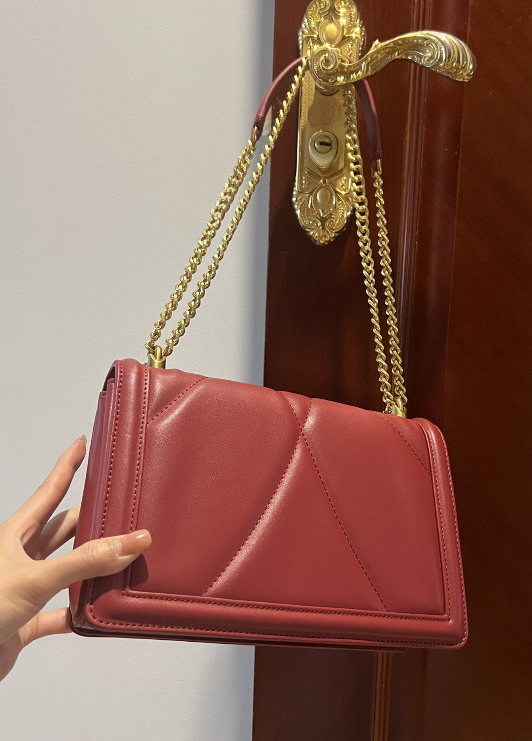 DG Large Devotion Bag In Quilted Nappa Burgundy For Women 10in/26cm DG