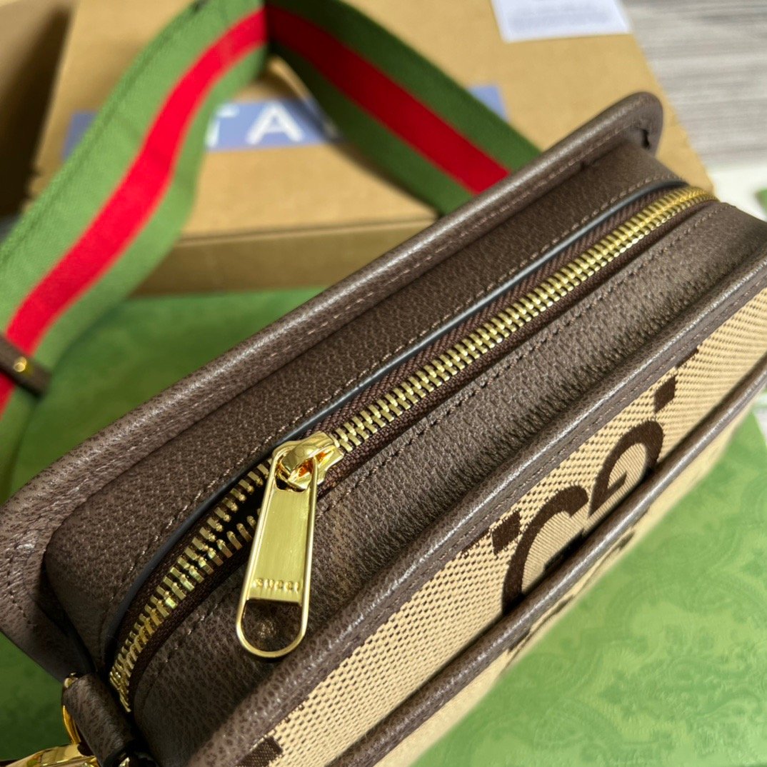 gg Jumbo gg Mini Bag Camel And Ebony Jumbo gg Canvas For Women 8.9in/22.5cm gg 696075 UKMDG 2570