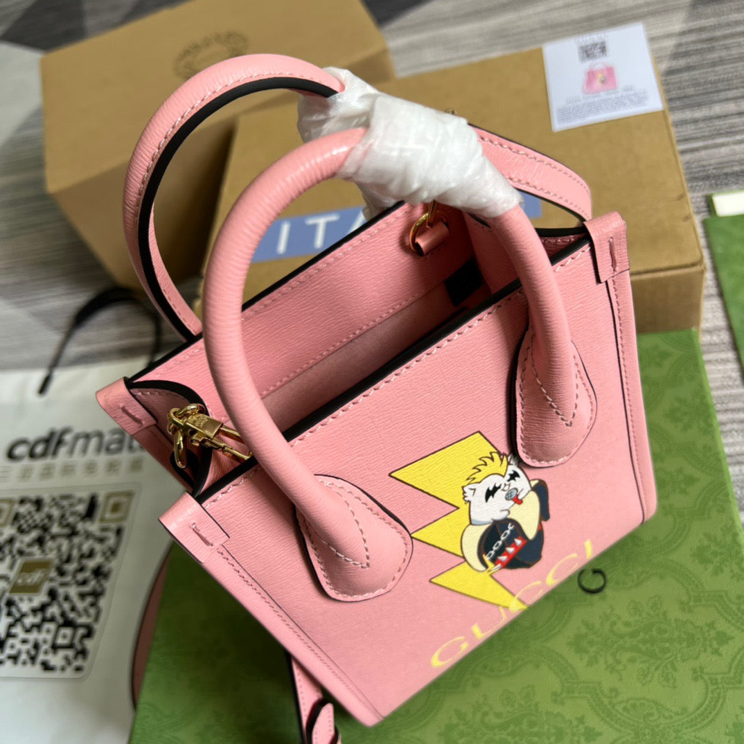 gg Bananya Print Mini Tote Bag Pink For Women, Women’s Bags 7.9in/20cm gg 671623 U5XAG 5964
