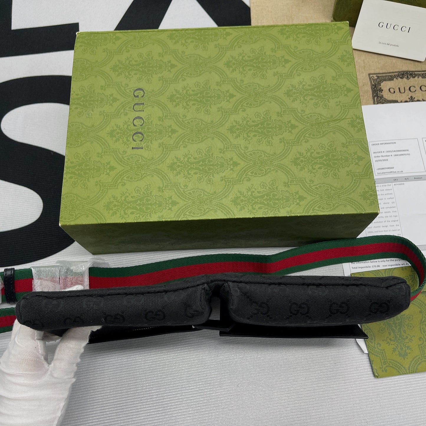 gg Supreme Canvas Two Pocket Waist Belt Bag Black gg Supreme Canvas For Men 3in/7.5cm gg