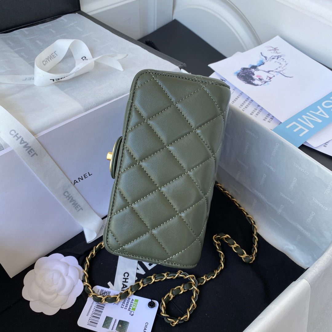 ChanelMini Flap Bag Dark Green For Women, Women’s Bags 6.7in/17cm