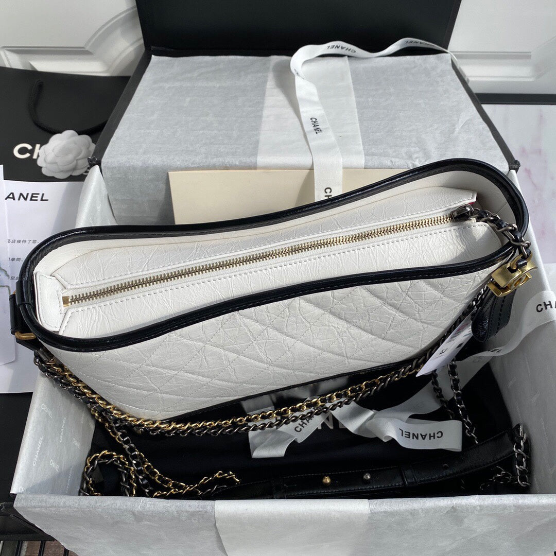 ChanelGabrielle Hobo Handbag White/Black For Women, Women’s Bags, Shoulder And Crossbody Bags 9.8in/25cm A93824 Y61477 C0200