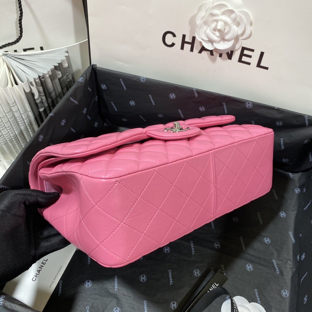 ChanelLarge Classic Handbag Silver Hardware PiNike For Women, Women’s Handbags, Shoulder Bags 11.8in/30cm