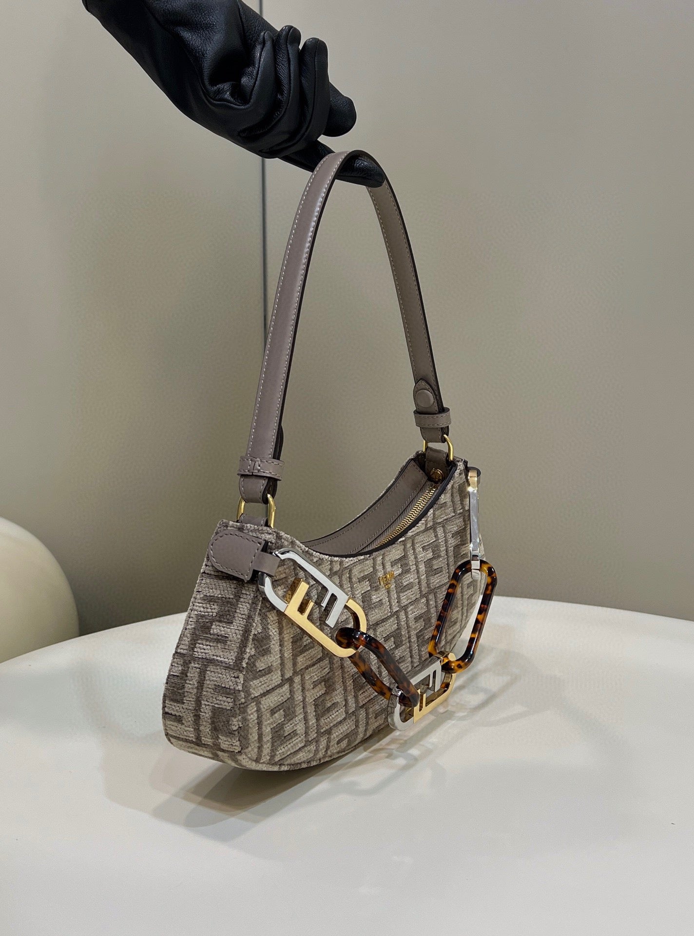 FI O’Lock Swing Dove Gray Tapestry Fabric Bag For Woman 32cm/12in
