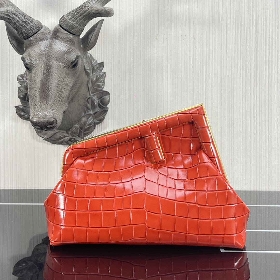FI First Small Orange Crocodile Bag For Woman 26cm/10in