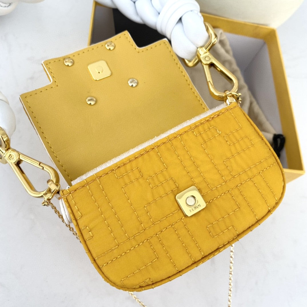 FI Nano Baguette Maxi Handle Yellow and White Bag For Woman 6.5cm/2.5in