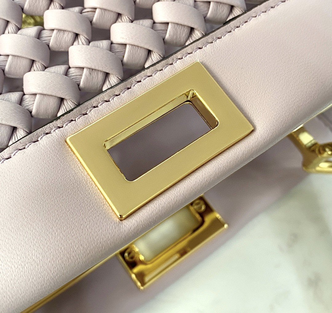 FI Peekaboo Mini Pale Pink Braided Bag For Woman 18cm/7in