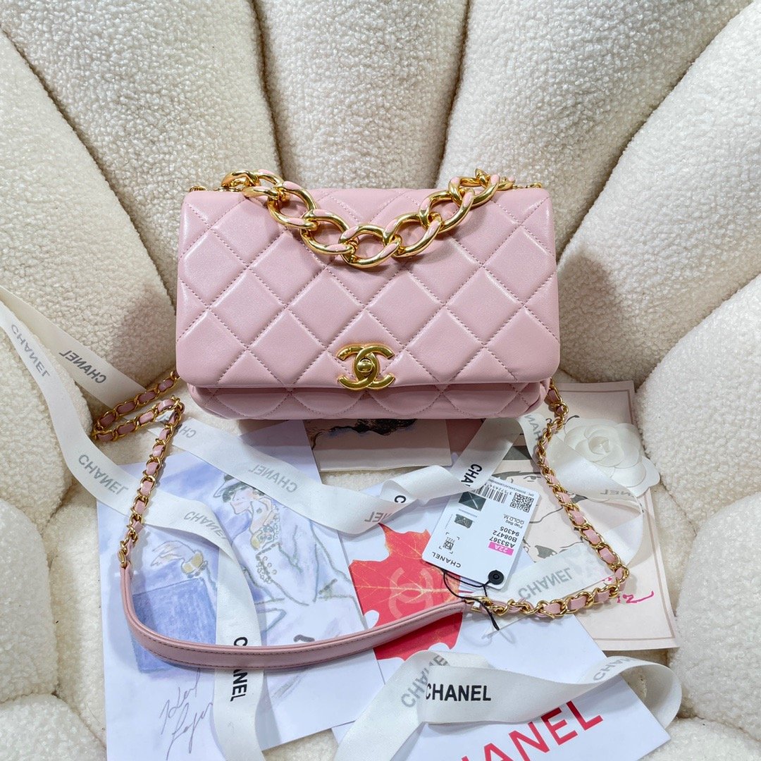 ChanelLarge Flap Bag Gold Hardware PiNike For Women, Women’s Handbags, Shoulder Bags 9.1in/23cm AS3367