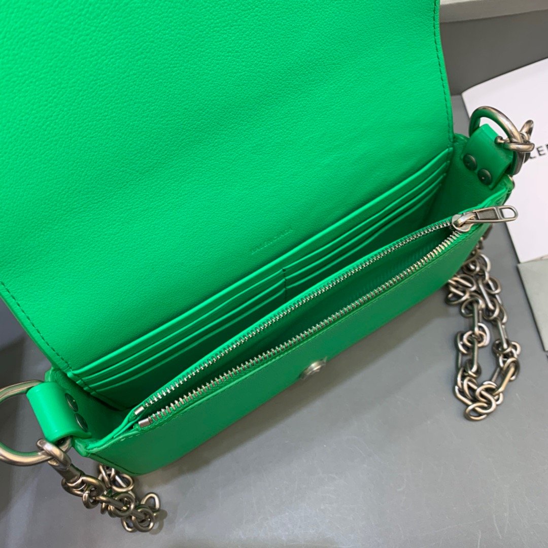 Balen Bondage Wallet With Chain Green, For Women, Bags 8in/20cm