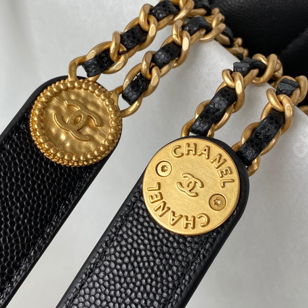 ChanelMini Flap Bag With Top Handle Gold Hardware Black For Women, Women’s Handbags, Shoulder Bags 7.9in/20cm AS2431