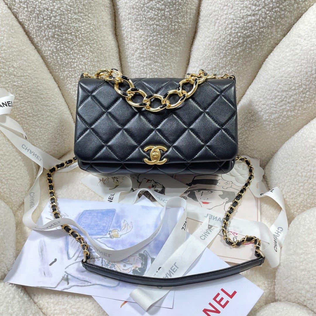 ChanelLarge Flap Bag Gold Hardware Black For Women, Women’s Handbags, Shoulder Bags 9.1in/23cm AS3367