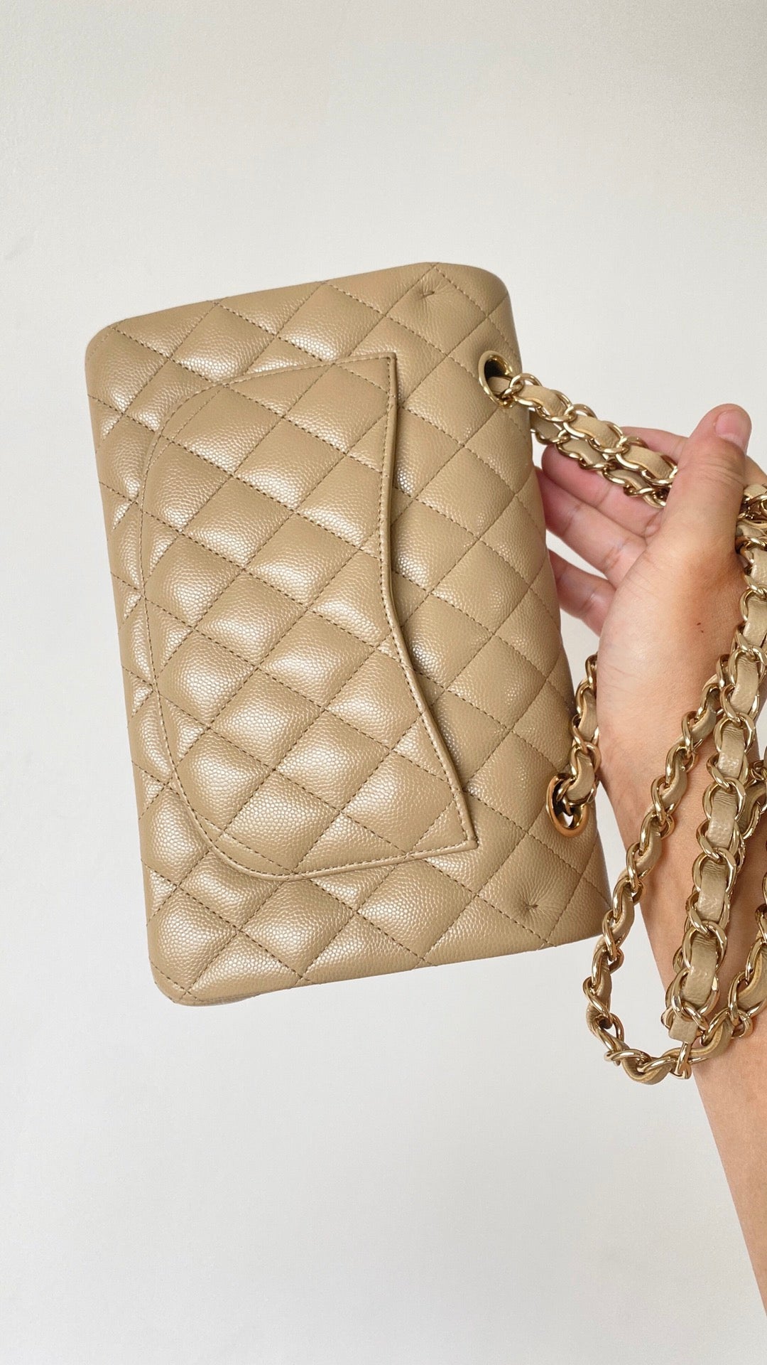 ChanelSmall Classic Handbag Beige For Women, Women’s Bags 9.1in/23cm