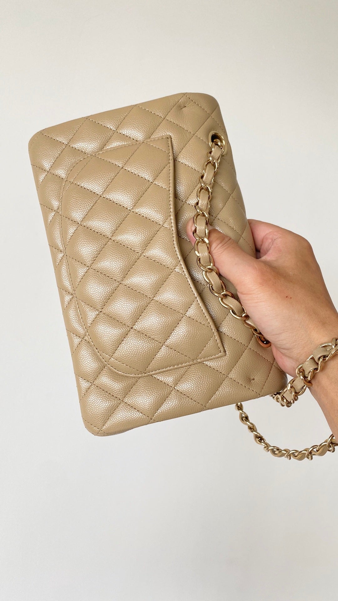 ChanelSmall Classic Handbag Beige For Women, Women’s Bags 9.1in/23cm