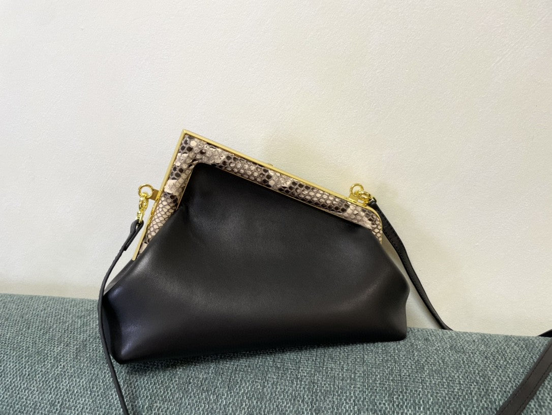 FI First Small Black with python Bag For Woman 26cm/10in 8BP129AGWRF1G5K