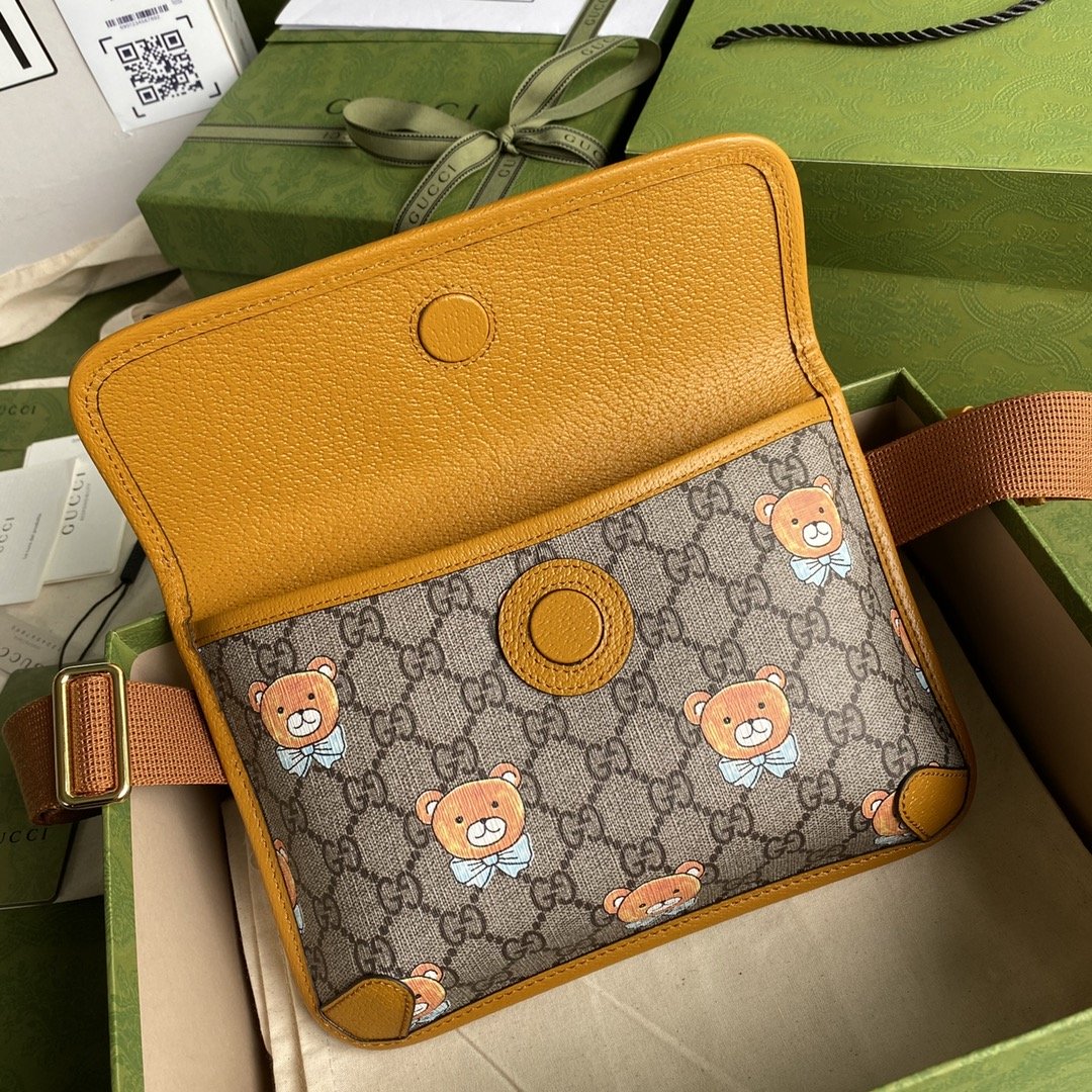 gg Ophidia Belt Bag Beige And Orange gg Supreme Canvas For Women 8.7in/22cm gg 