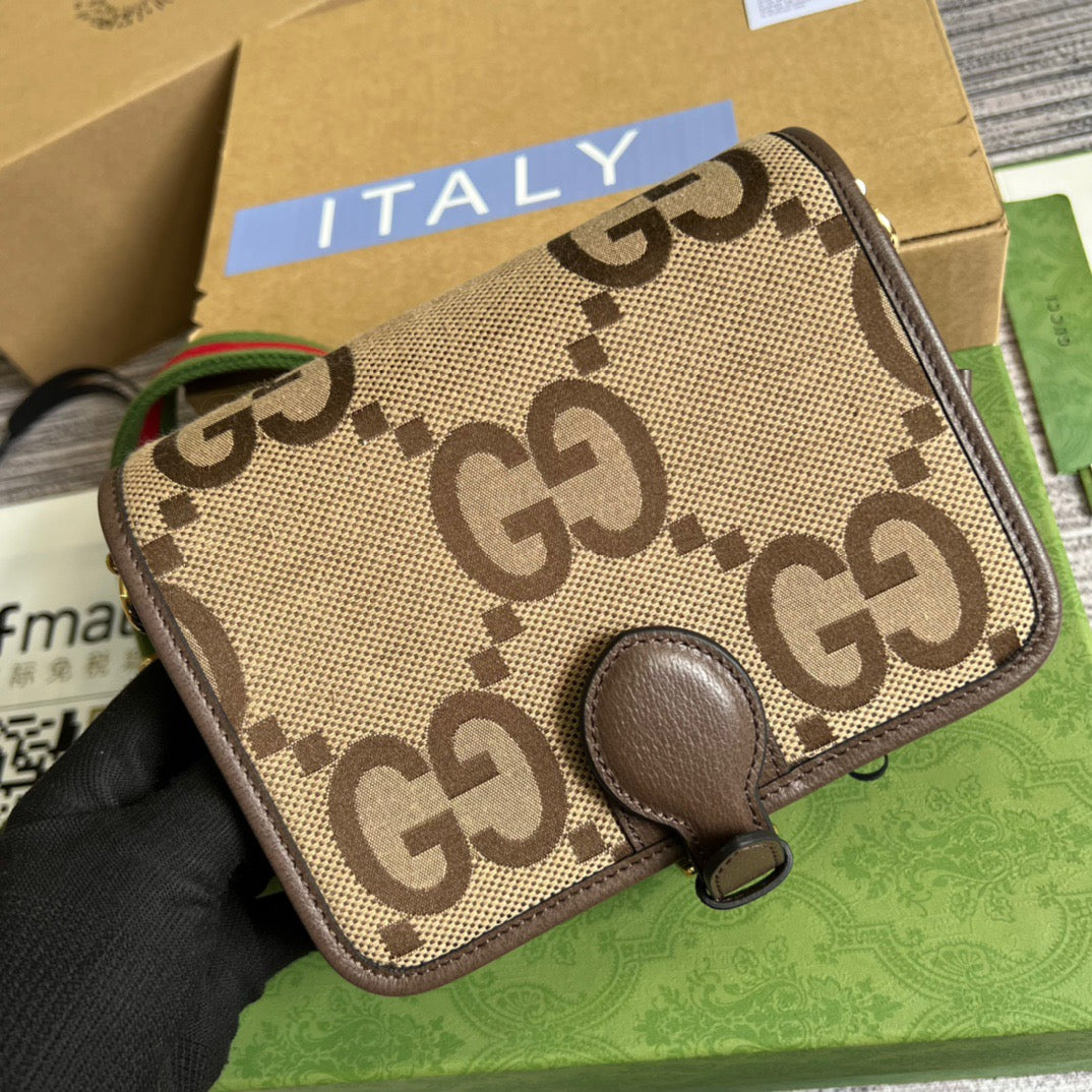 gg Ophidia Mini Jumbo gg Bag Camel And Ebony Jumbo gg Canvas For Men 4.7in/12cm gg