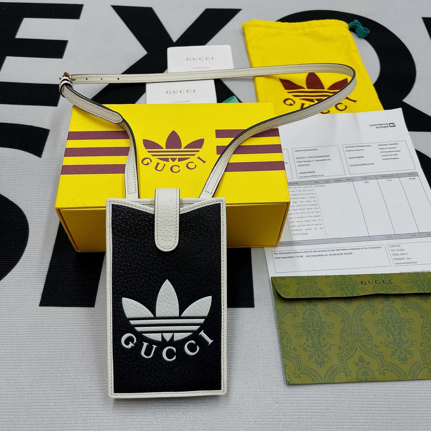 gg x Adidas Phone Case Black For Women, Women’s Bags 7.3in/18cm gg