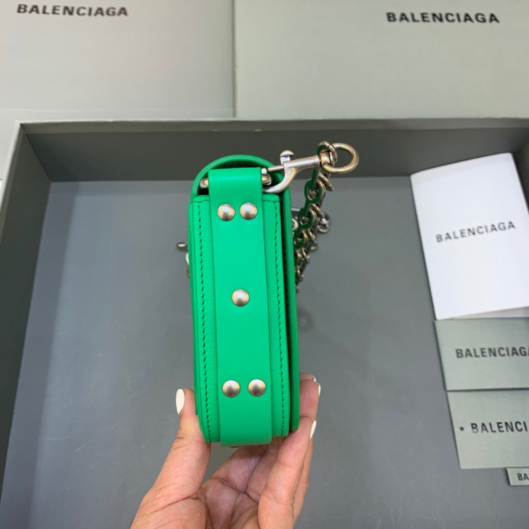 Balen Bondage Wallet With Chain Green, For Women, Bags 8in/20cm