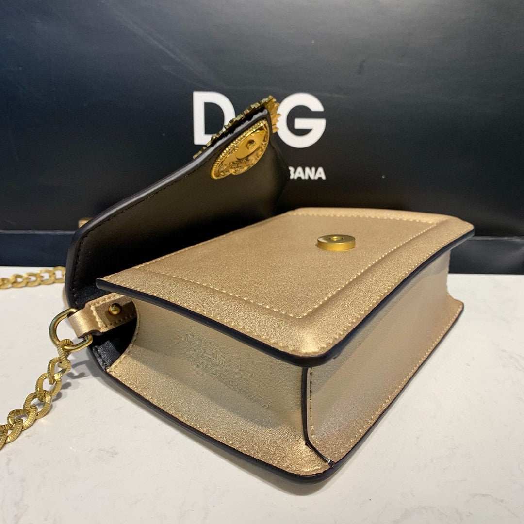 DG Small Devotion Bag In Mordore Nappa Gold For Women 7.5in/19cm DG BB6711A101687503