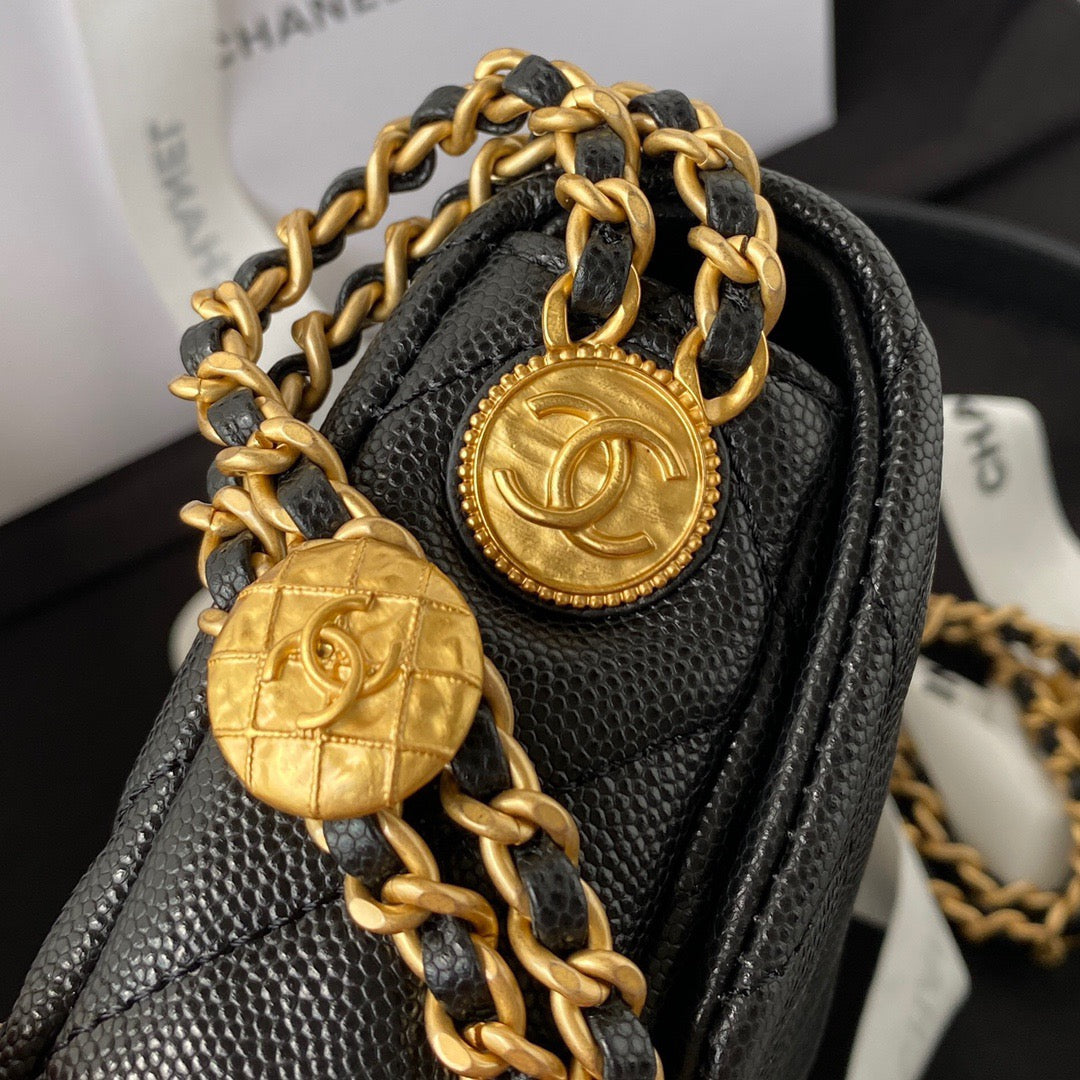 ChanelMini Flap Bag With Top Handle Gold Hardware Black For Women, Women’s Handbags, Shoulder Bags 7.9in/20cm AS2431