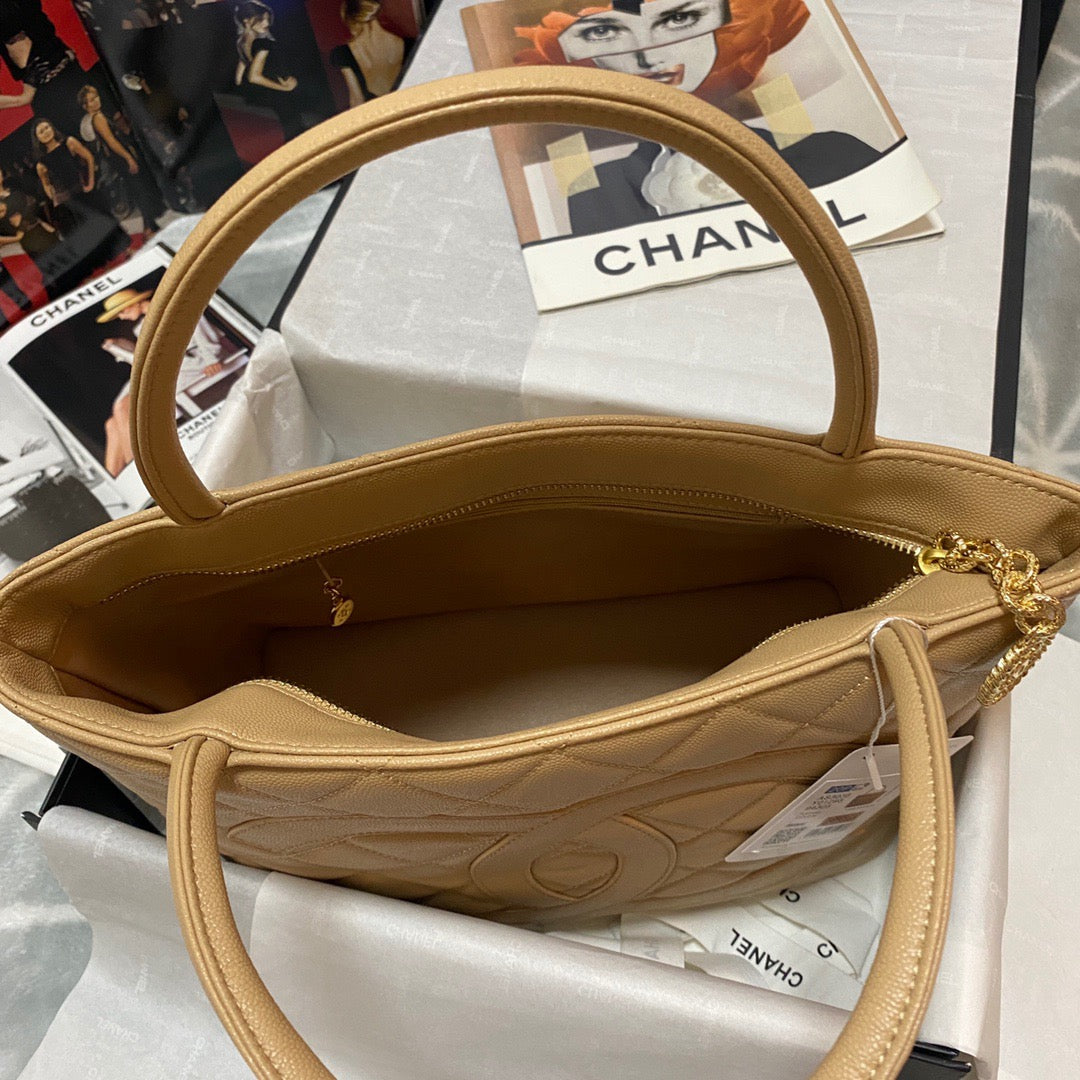 ChanelMedallion Tote Gold Hardware Caviar Yellow For Women, Women’s Handbags, Shoulder Bags 15.6in/32cm