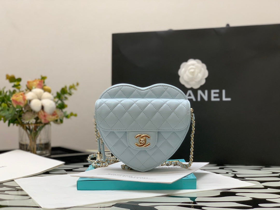 ChanelMini Heart Bag Grey For Women 7in/18cm AS3191 B07958