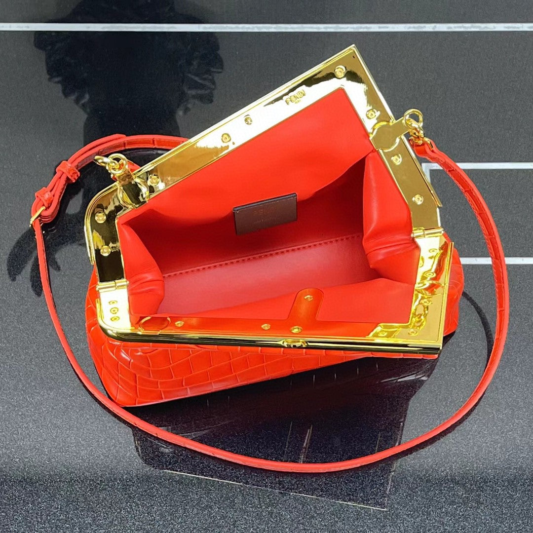 FI First Small Orange Crocodile Bag For Woman 26cm/10in