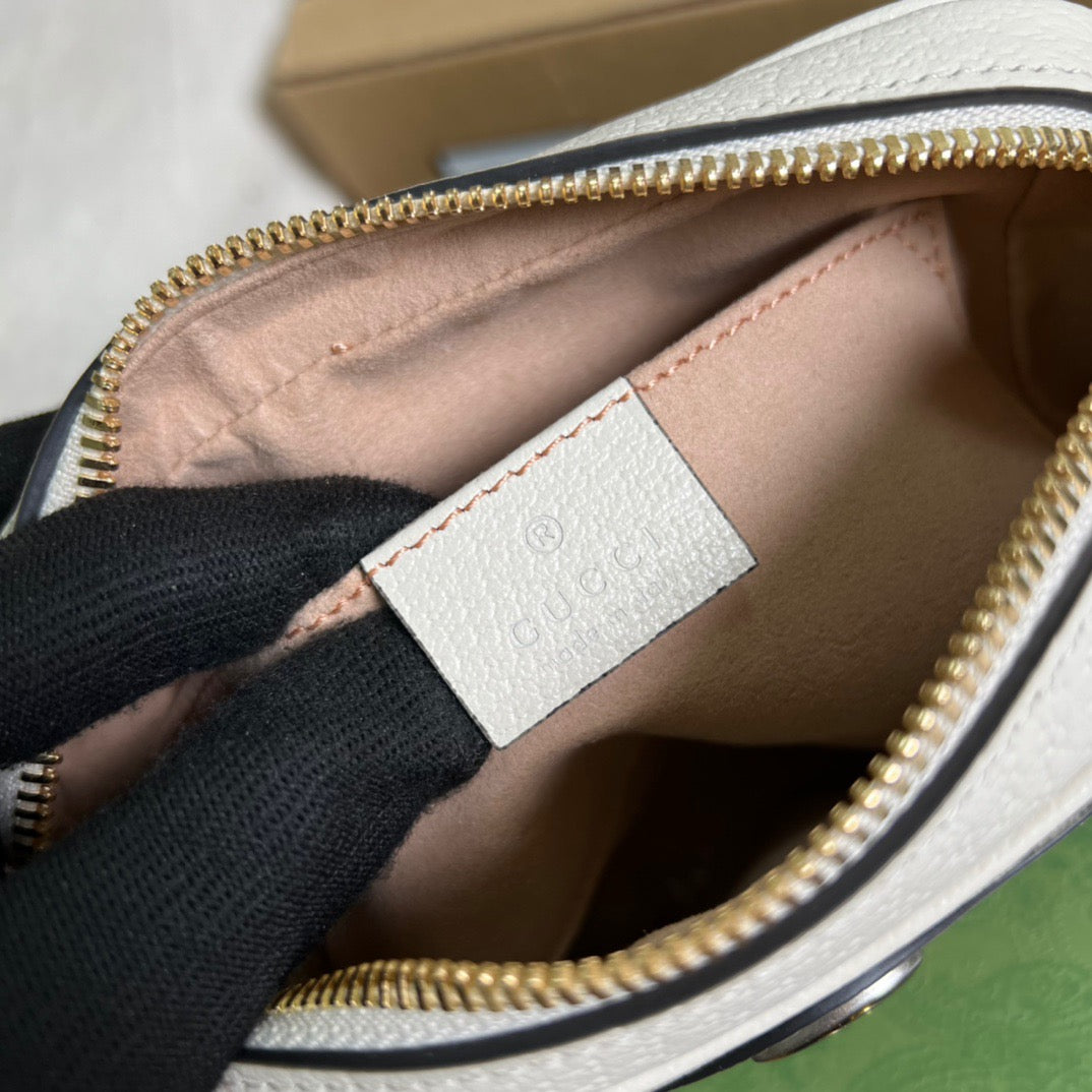 gg Ophidia Mini gg Bag Beige And Ebony gg Supreme Canvas, With White For Women 7in/17.5cm gg 517350 96IWS 9794