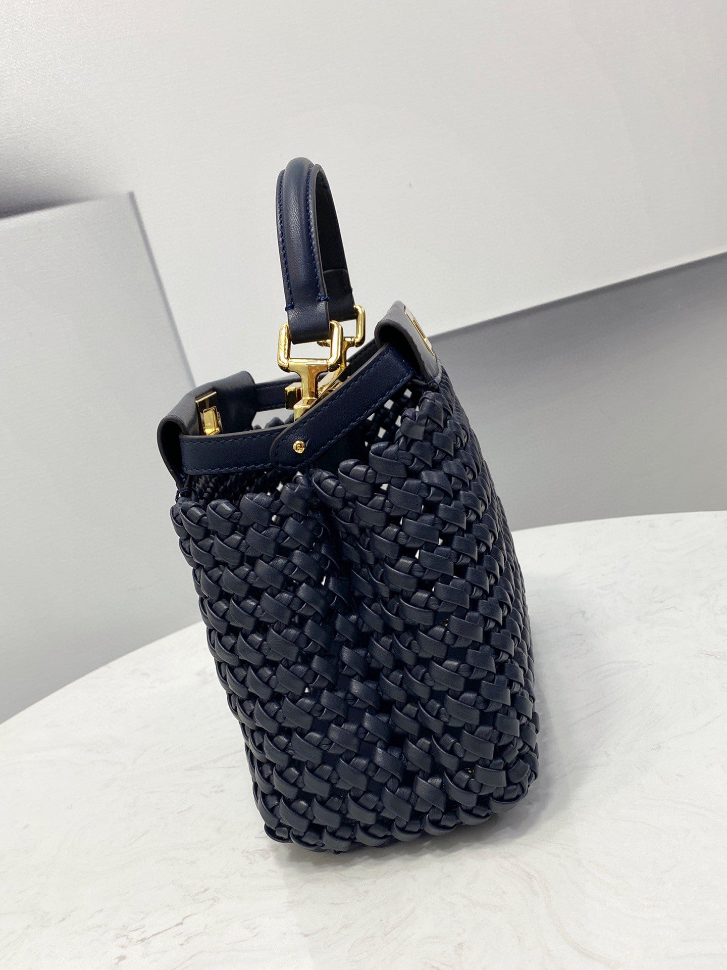 FI Peekaboo Mini Navy Blue Braided Bag For Woman 18cm/7in