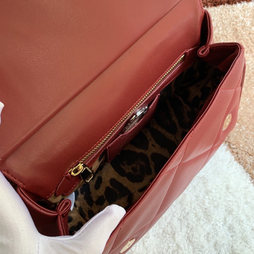 DG Medium Sicily Bag In Quilted Burgundy For Women 10.2in/26cm DG