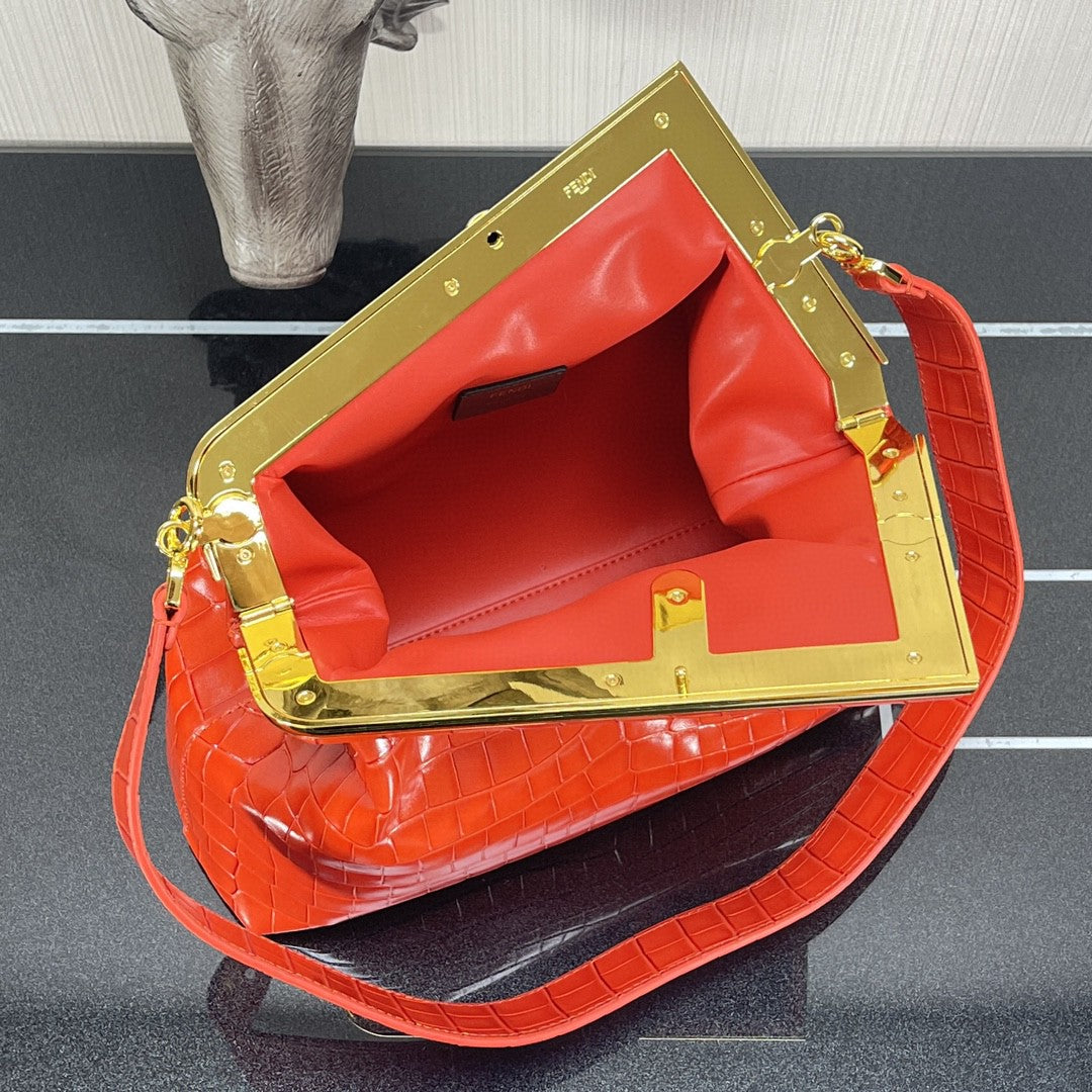 FI First Medium Orange Crocodile Bag For Woman 32.5cm/13in
