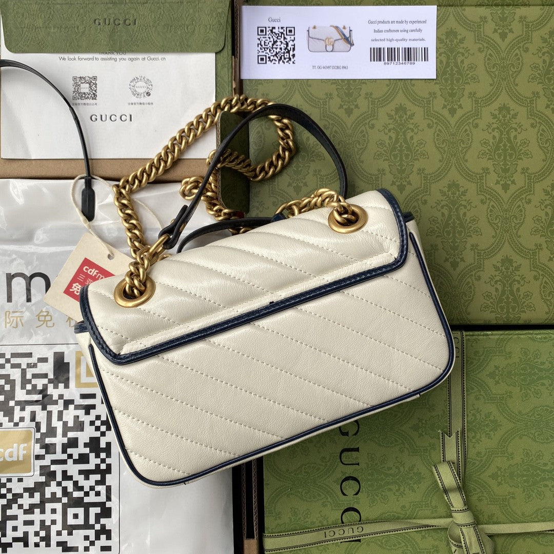 gg Marmont Matelassé Mini Bag White For Women 9in/22cm gg