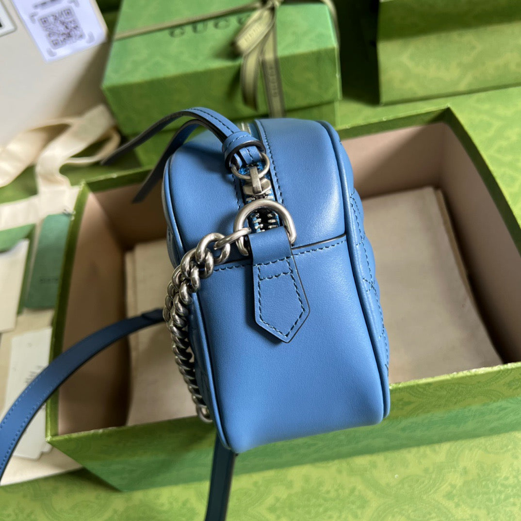 gg Marmont Matelasse Shoulder Bag Blue For Women, Women’s Bags 9.5in/24cm gg 634936 UM8BF 4340
