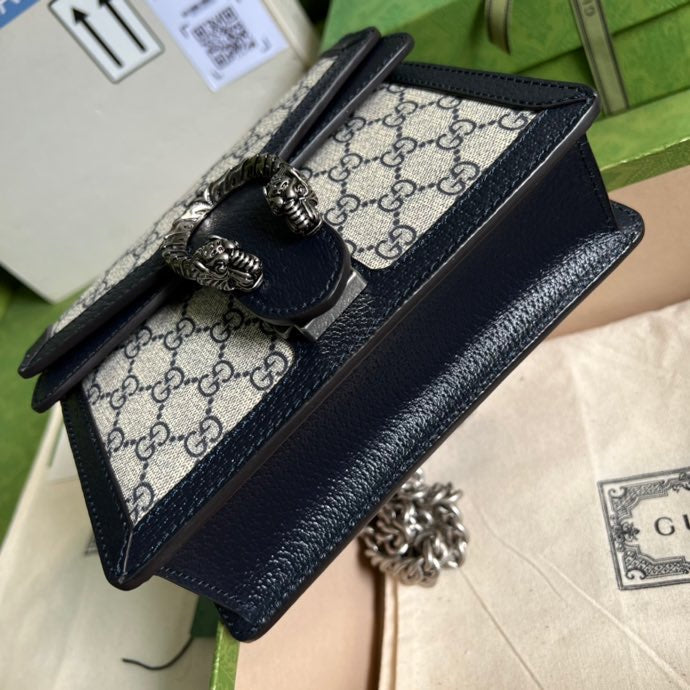 gg Dionysus Mini Bag Beige And Blue gg Supreme Canvas For Women 7.5in/20cm