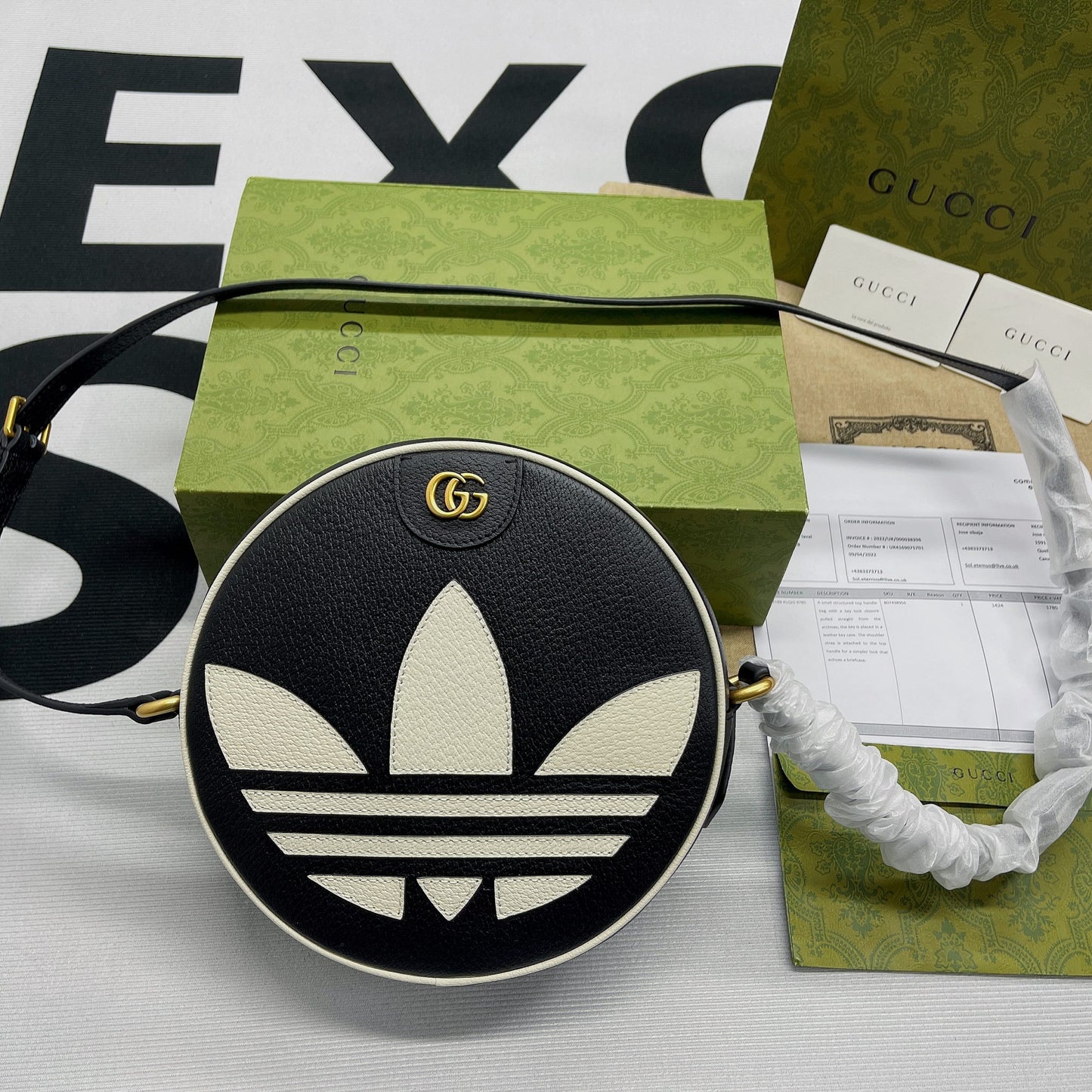 gg x Adidas Ophidia Shoulder Bag Black For Women, Women’s Bags 8.6in/22cm gg