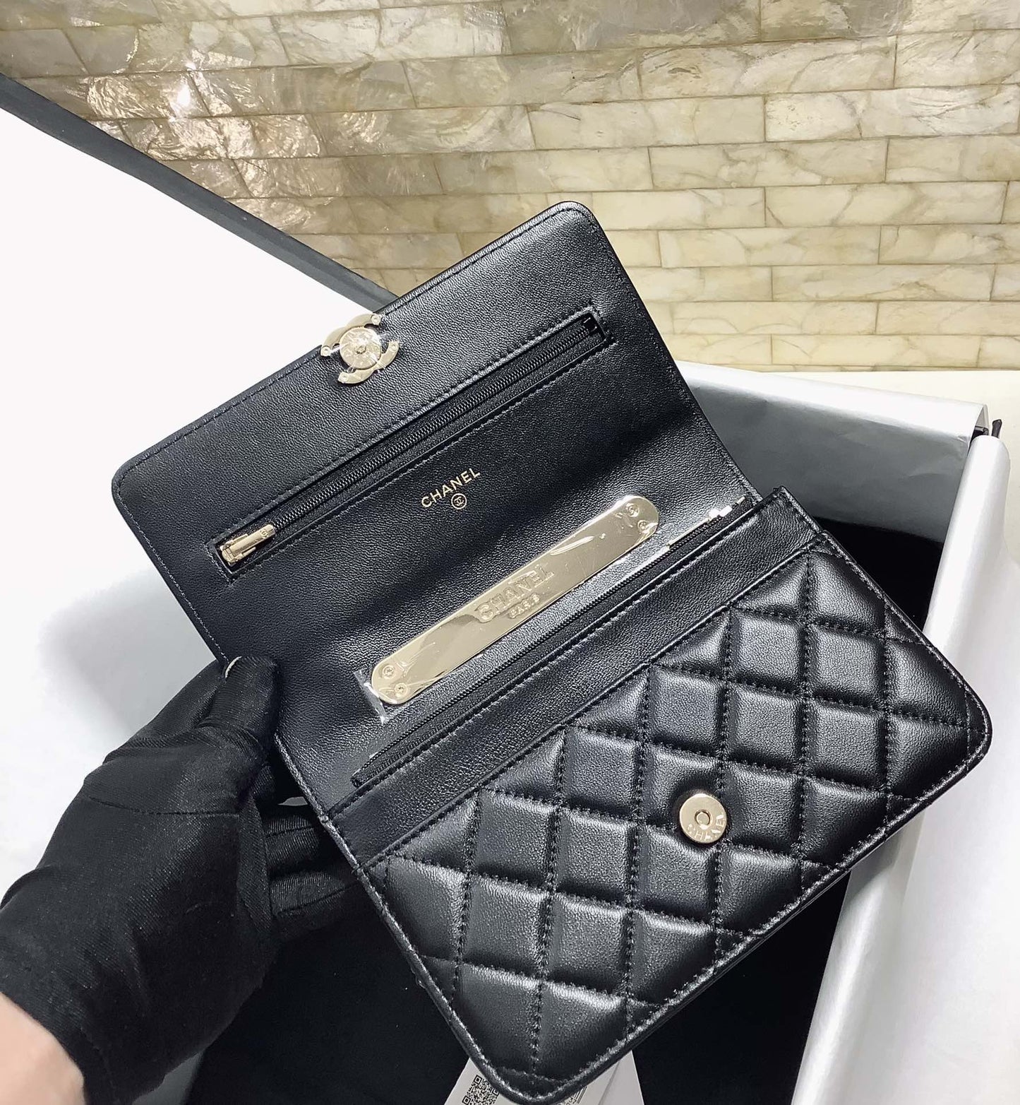 ChanelHand-Held Oblique Cross Bag Black For Women, Women’s Bags 6.7in/19cm