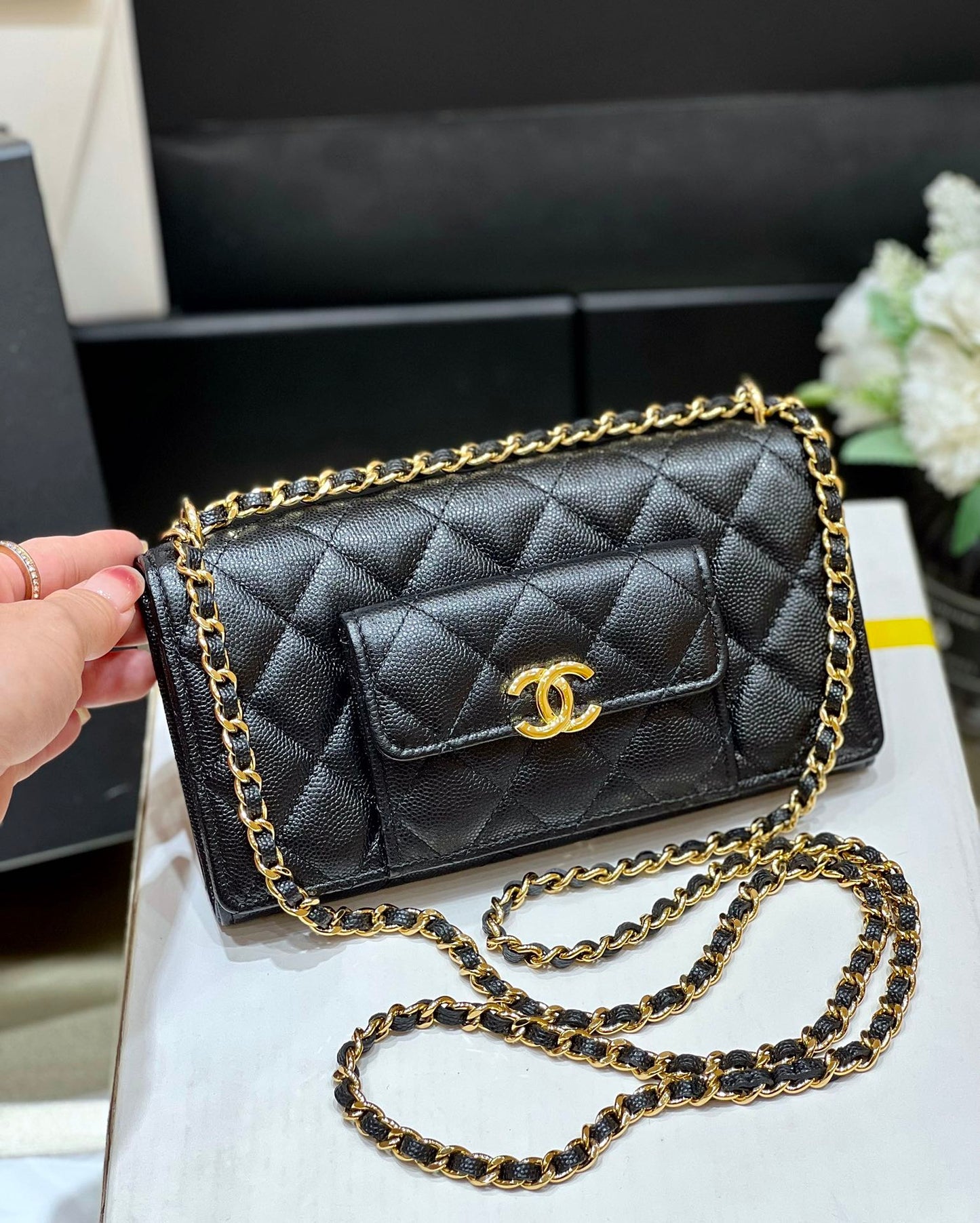ChanelSmall Coin Pocket WOC Shoulder Bag Black For Women, Women’s Bags 7.9in/20cm