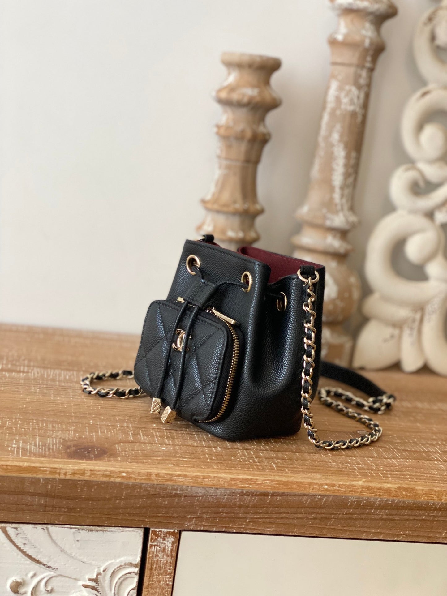 ChanelMini Bucket Bag With Strap Black For Women, Women’s Bags 4.9in/12.5cm