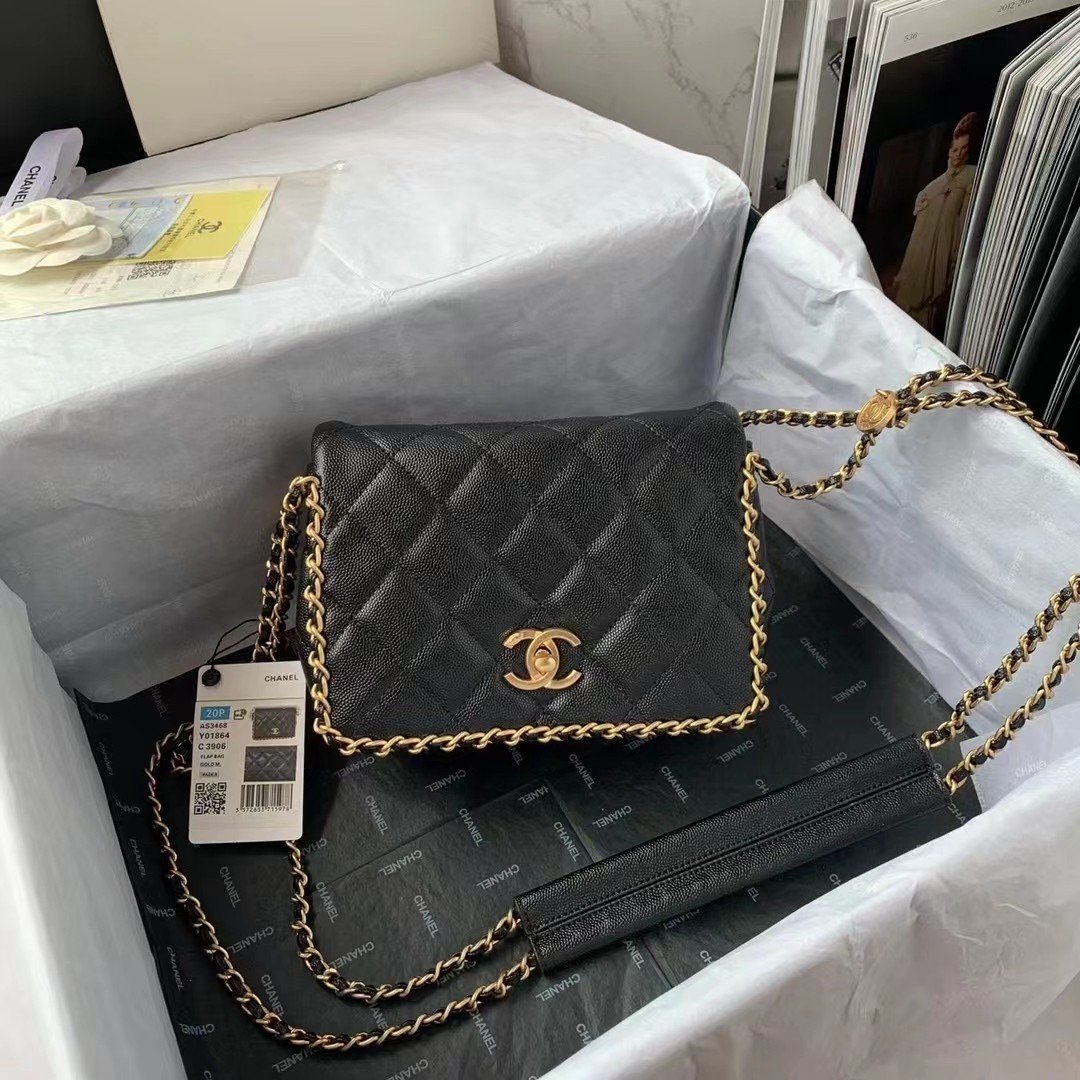 ChanelFlapbag With Chain Black For Women, Women’s Bags 8.3in/21cm