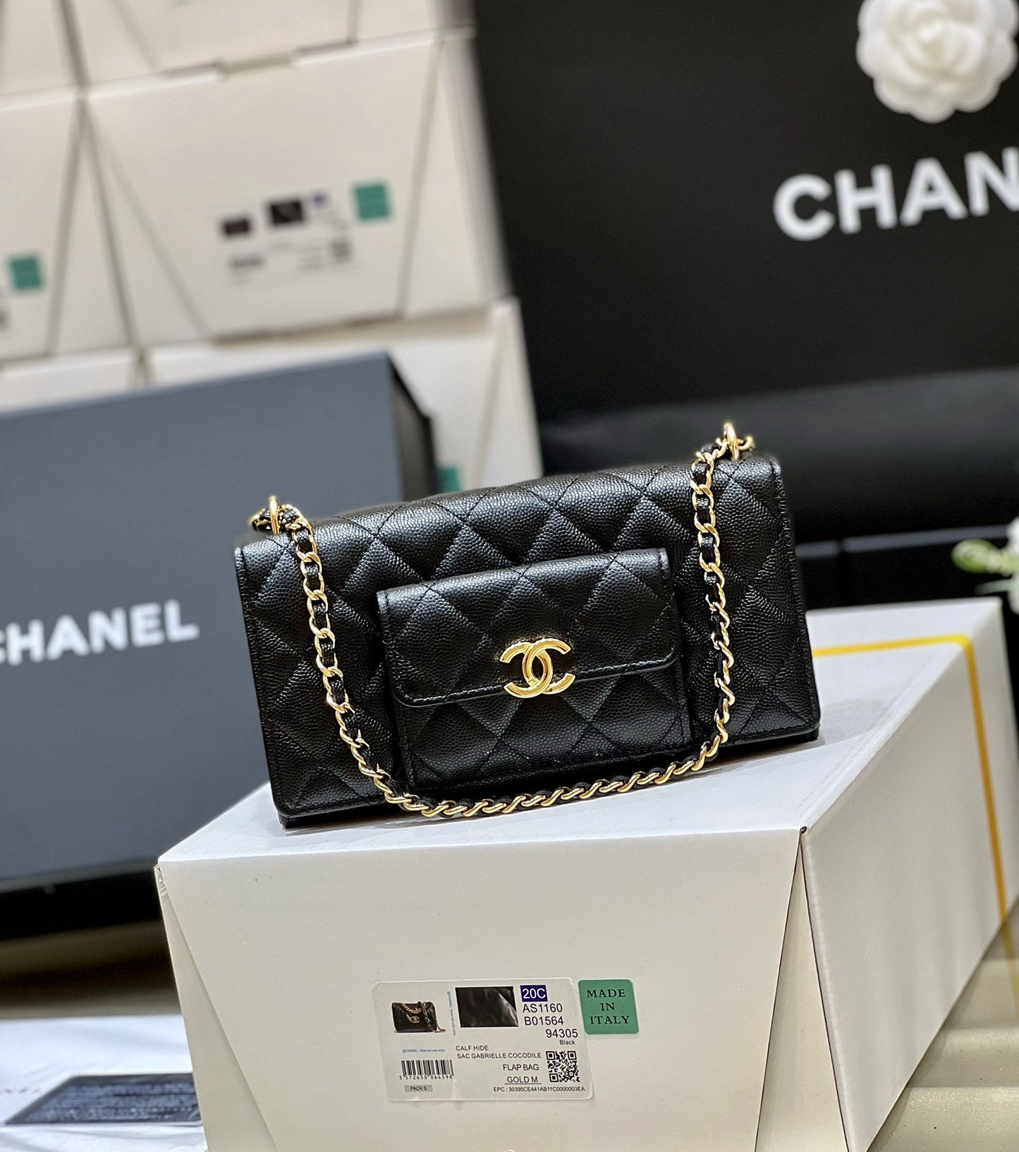 ChanelSmall Coin Pocket WOC Shoulder Bag Black For Women, Women’s Bags 7.9in/20cm