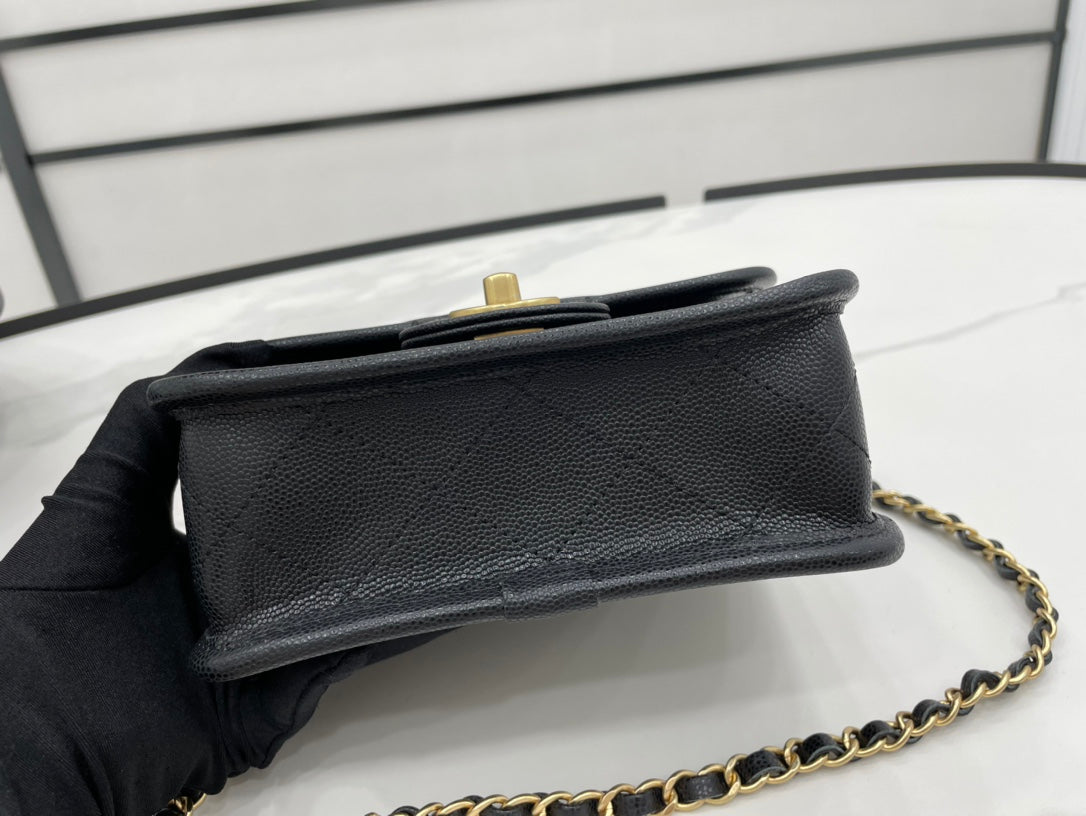 CHL 22K Flap Bag Black For Women, Women’s Bags 8.1in/20.5cm
