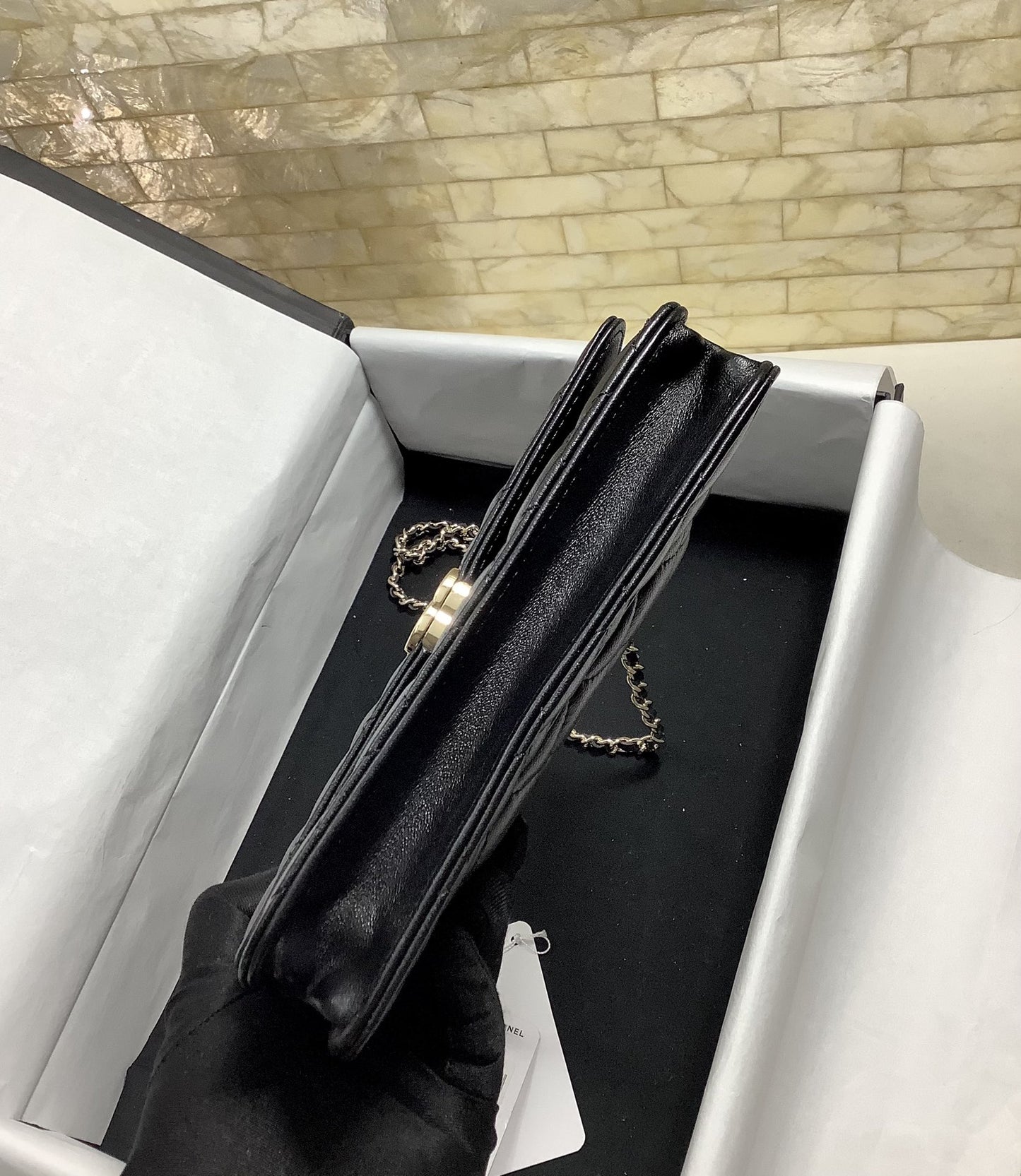 ChanelHand-Held Oblique Cross Bag Black For Women, Women’s Bags 6.7in/19cm